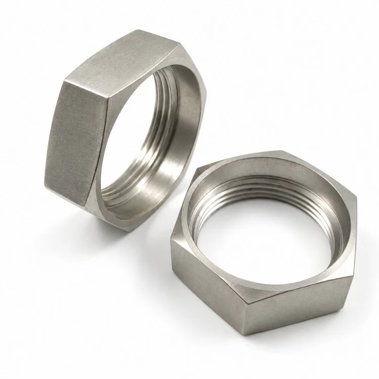 Nut Jem Hex Nipis Mesin CNC Ketepatan